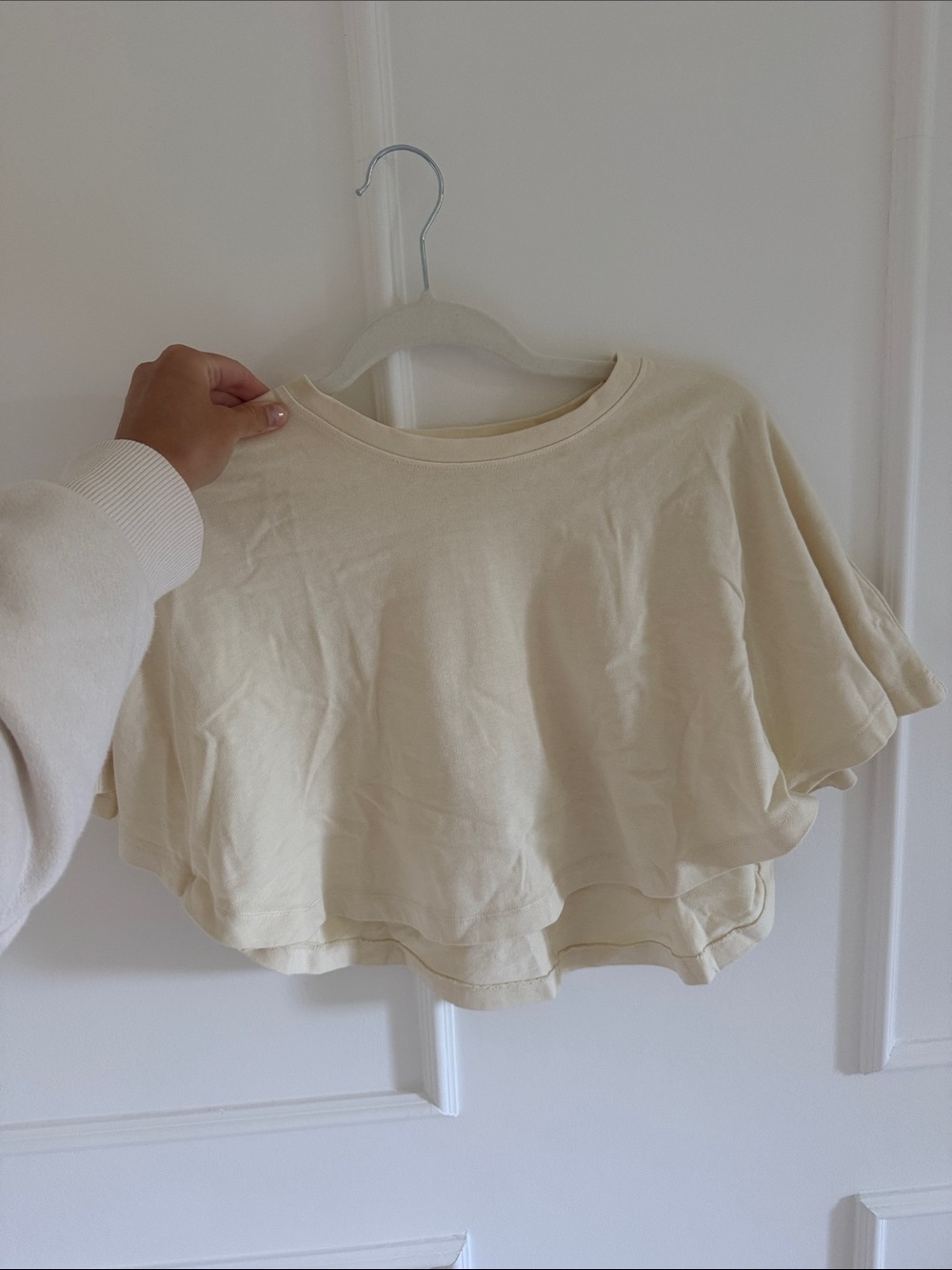 Zara Women's Cream Cropped Layered Tee